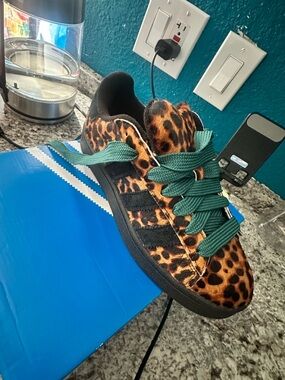 adidas Black Sole Shoe with White Label